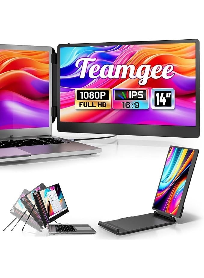 تيم جيي شاشة لابتوب FHD مقاس 14 انش من تيمجي - شاشة ثانية لاجهزة ماك وويندوز كروم مقاس 13.3-17 انش - USB-C وHDMI - Image 1