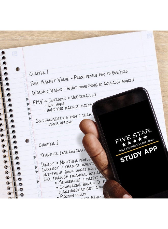 Five Star Spiral Notebook + Study App, 5 Subject, College Ruled Paper, Fights Ink Bleed, Water Resistant Cover, 8-1/2" x 11", 200 Sheets, Red (72077) - Image 2