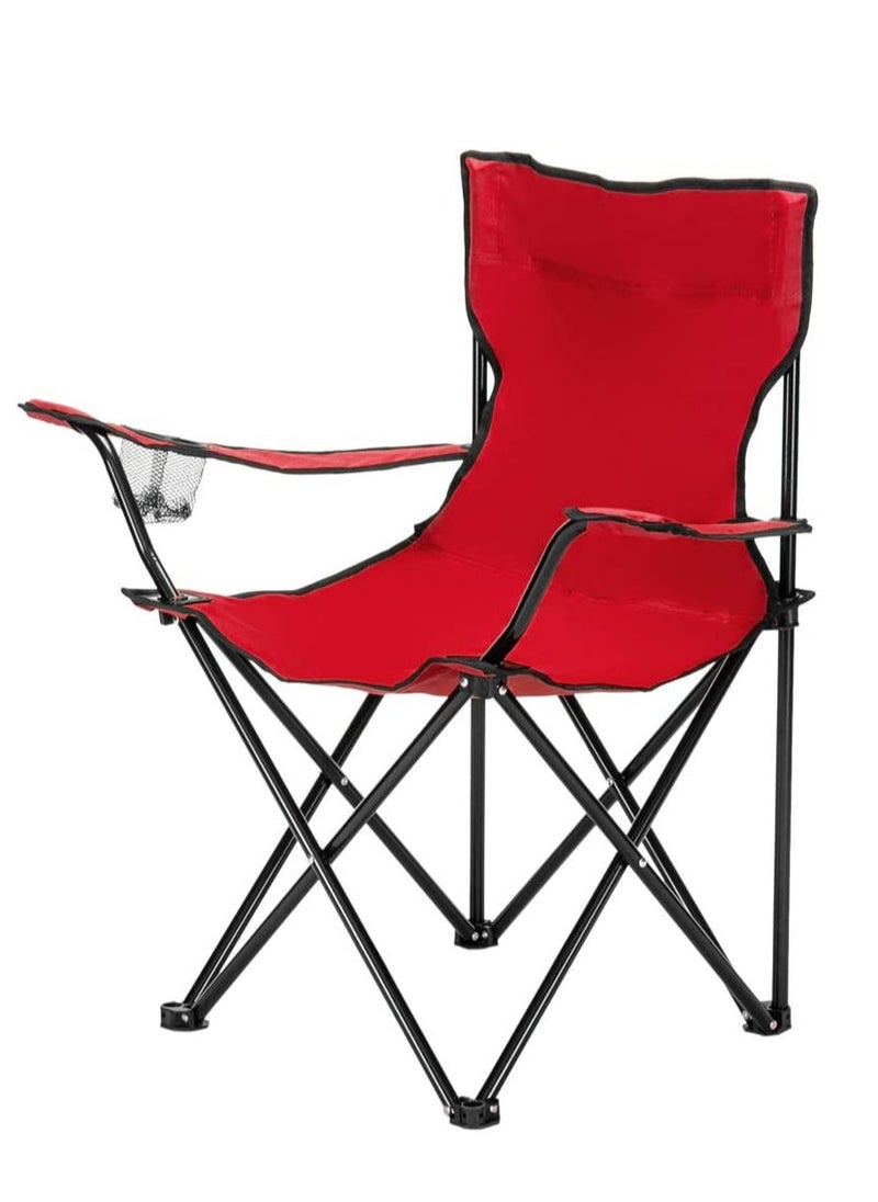 GO2CAMPS Camping Chair/Picnic chair/Out Door Chair  Hand Support with Cup Holder with Carry Bag(Red)  - Image 1