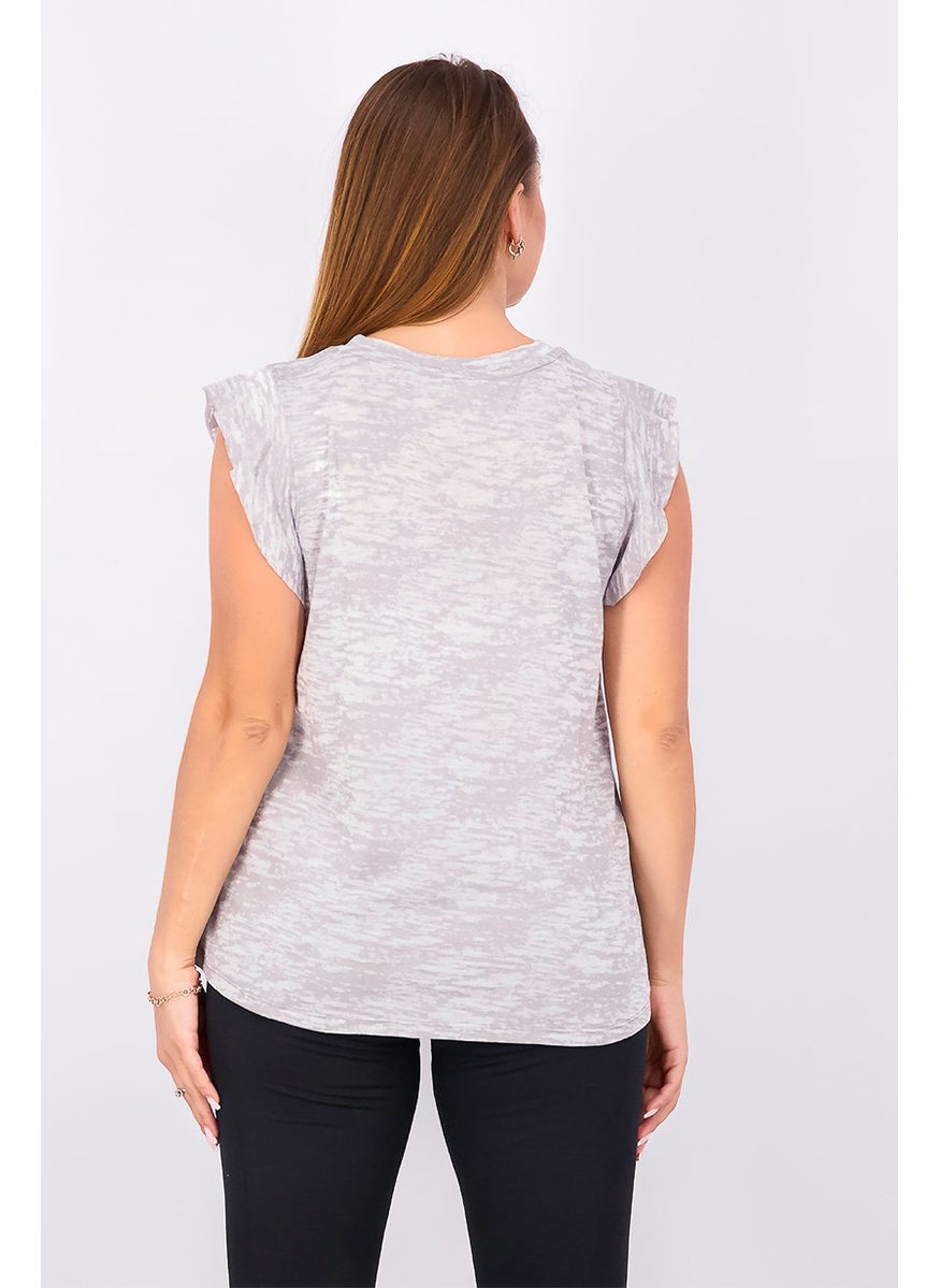 Betsey Johnson Women Round Neckline Shortsleeve Top, Pewter  - Image 3