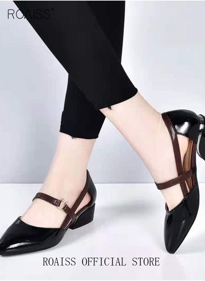 Low-Heeled Sandals Women's New British Style Thick-Heeled Sandals Fashion Comfortable Outer Wear Ladies Shallow Mouth Pointed Pumps Shoes - pzsku/Z7354C4FE6782AC61E029Z/45/_/1682644587/e37f3de4-932f-4fcc-afcc-60388dfce9db