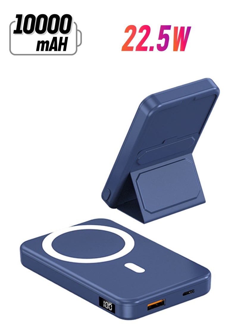 Kelesa 10000 mAh Foldable Magnetic Wireless Power Bank Portable Charger 22.5W Blue - Image 1
