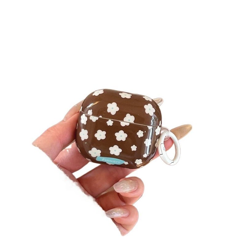 Case Compatible with AirPods Pro AirPods 4 AirPods 3 with Keychain in Brown with Scratch for Daily Carry Plastic - Image 3