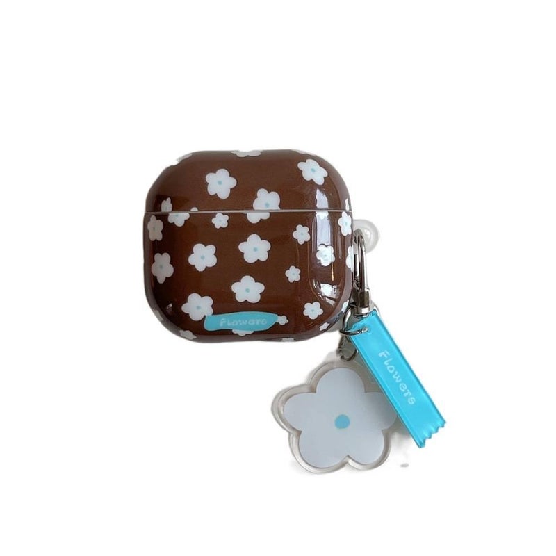 Case Compatible with AirPods Pro AirPods 4 AirPods 3 with Keychain in Brown with Scratch for Daily Carry Plastic - Image 1