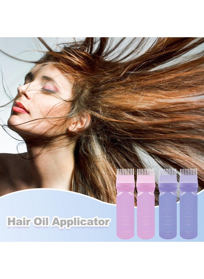 ايلان 4 قطع من زجاجات توزيع مشط الجذور، زجاجة توزيع زيت الشعر للشعر، زجاجة توزيع مشط الزيت للشعر، زجاجة توزيع مشط الشعر لصبغ الشعر والشامبو وصالونات الشعر. 6 أونصة (أرجواني + وردي) - Image 5