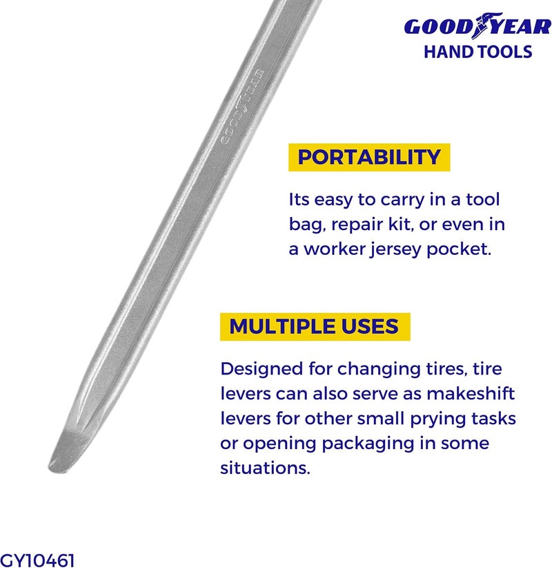 GOODYEAR Tyre Lever, Tyre Lever Tools, Tyre Lever For Motorcycle, Tyre Lever For Truck, Nickel Chrome Plated (18 Inch), Universal Tools For All Type of Repairing, Emergency Use, Long Lasting - Image 4