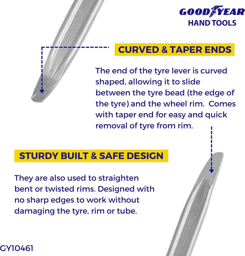 GOODYEAR Tyre Lever, Tyre Lever Tools, Tyre Lever For Motorcycle, Tyre Lever For Truck, Nickel Chrome Plated (18 Inch), Universal Tools For All Type of Repairing, Emergency Use, Long Lasting - Image 5
