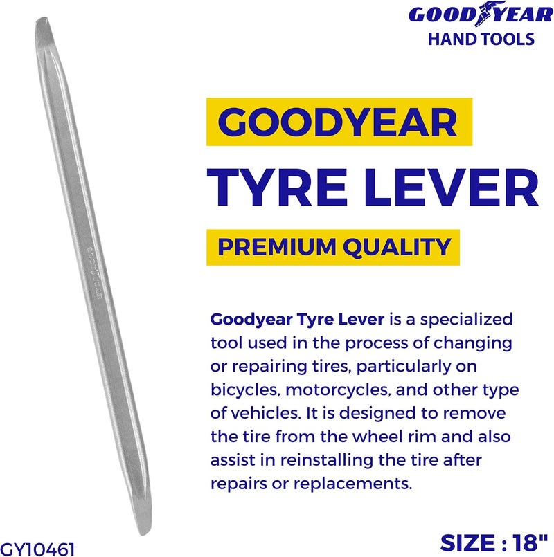 GOODYEAR Tyre Lever, Tyre Lever Tools, Tyre Lever For Motorcycle, Tyre Lever For Truck, Nickel Chrome Plated (18 Inch), Universal Tools For All Type of Repairing, Emergency Use, Long Lasting - Image 2