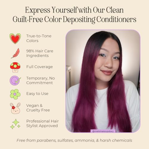 INH Semi Permanent Hair Color | Color Depositing Conditioner | Pink Hair Dye | No Bleach No Peroxide Temporary Fuchsia Crystal Tint for Women, Men | Vegan, Ammonia Free, Sulfate Free, Ready to Use 6oz - Image 4