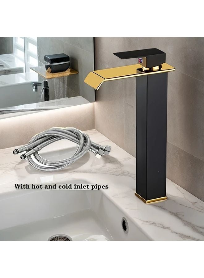Black And Golden 304 Stainless Steel Floor Mounted Bathroom Faucet Mixer Tap - Image 5