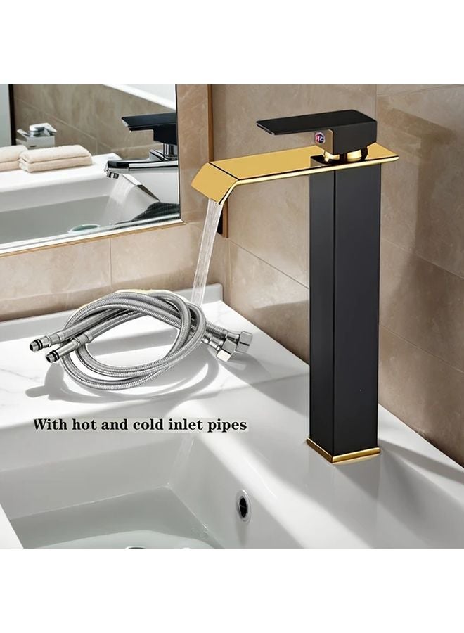 Black And Golden 304 Stainless Steel Floor Mounted Bathroom Faucet Mixer Tap - Image 2