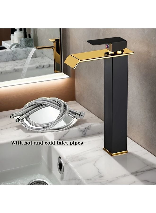Black And Golden 304 Stainless Steel Floor Mounted Bathroom Faucet Mixer Tap - Image 3