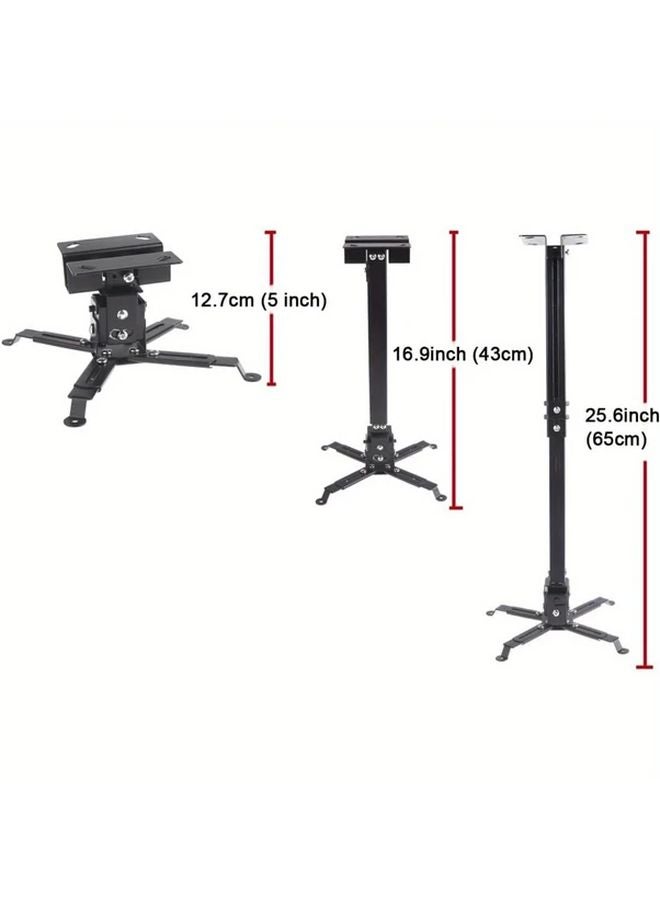 Black Adjustable Projector Wall Mount Bracket for 16 93 to 25 59 Inch Projectors 1pc - Image 4