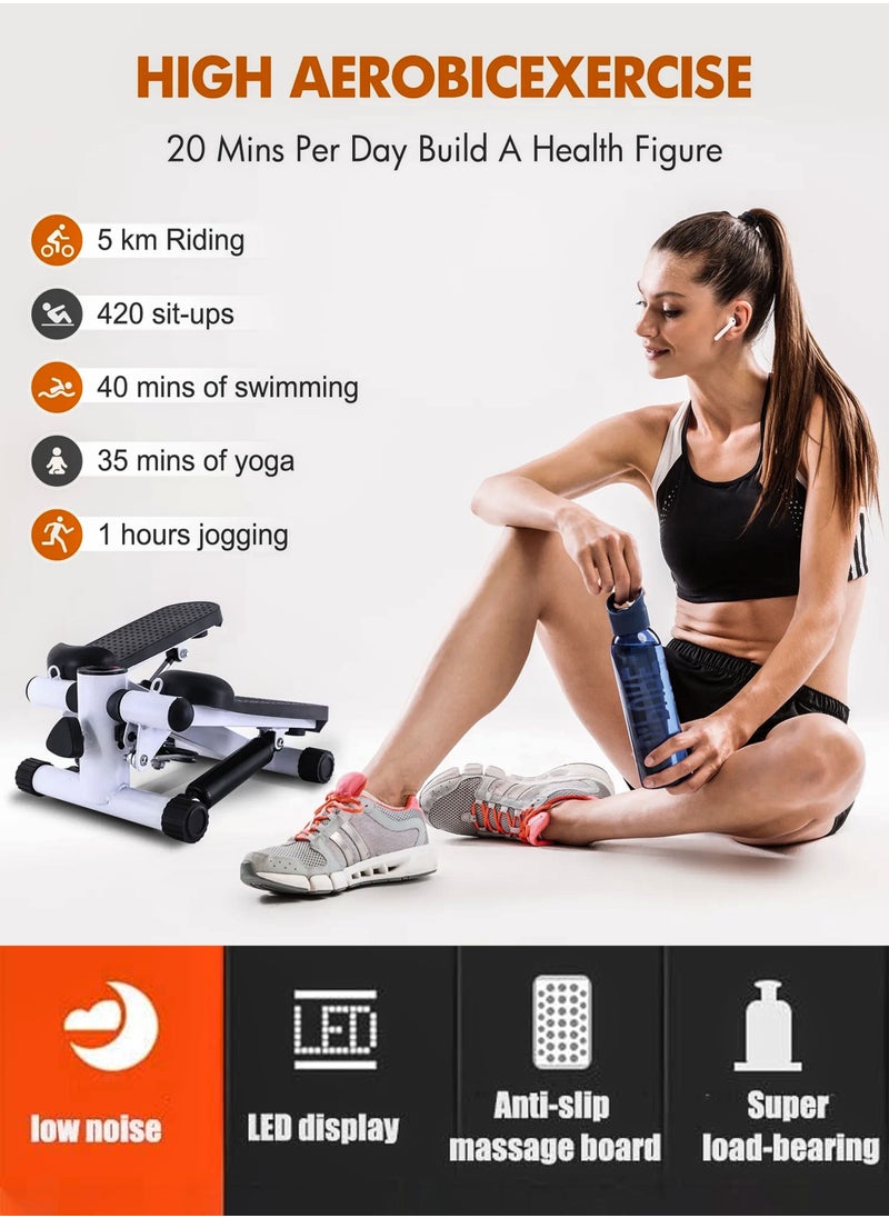 DBLEW - Mini Stepper Exercise Machine Trainer Adjustable Step Height With Resistance Bands And LCD Monitor Air Climber Stepping Fitness Machine Home Gym Full Body Workout Equipment - Image 1