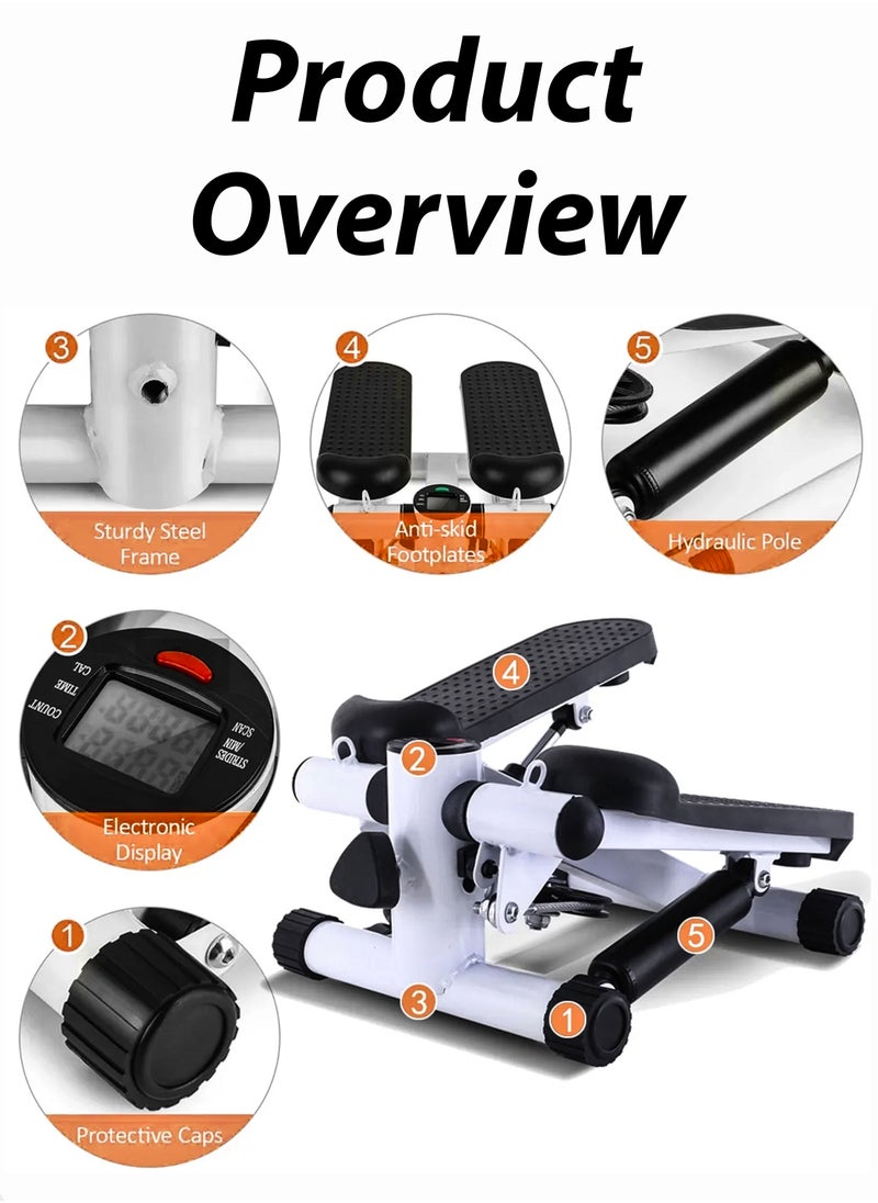 DBLEW - Mini Stepper Exercise Machine Trainer Adjustable Step Height With Resistance Bands And LCD Monitor Air Climber Stepping Fitness Machine Home Gym Full Body Workout Equipment - Image 1