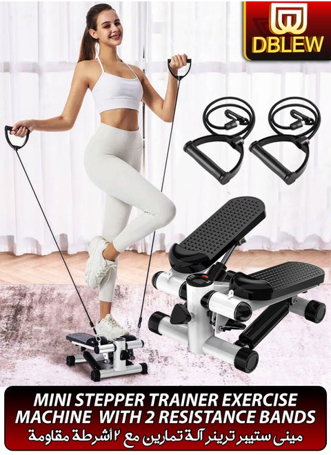 Mini Stepper Exercise Machine Trainer Adjustable Step Height With Resistance Bands And LCD Monitor Air Climber Stepping Fitness Machine Home Gym Full Body Workout Equipment