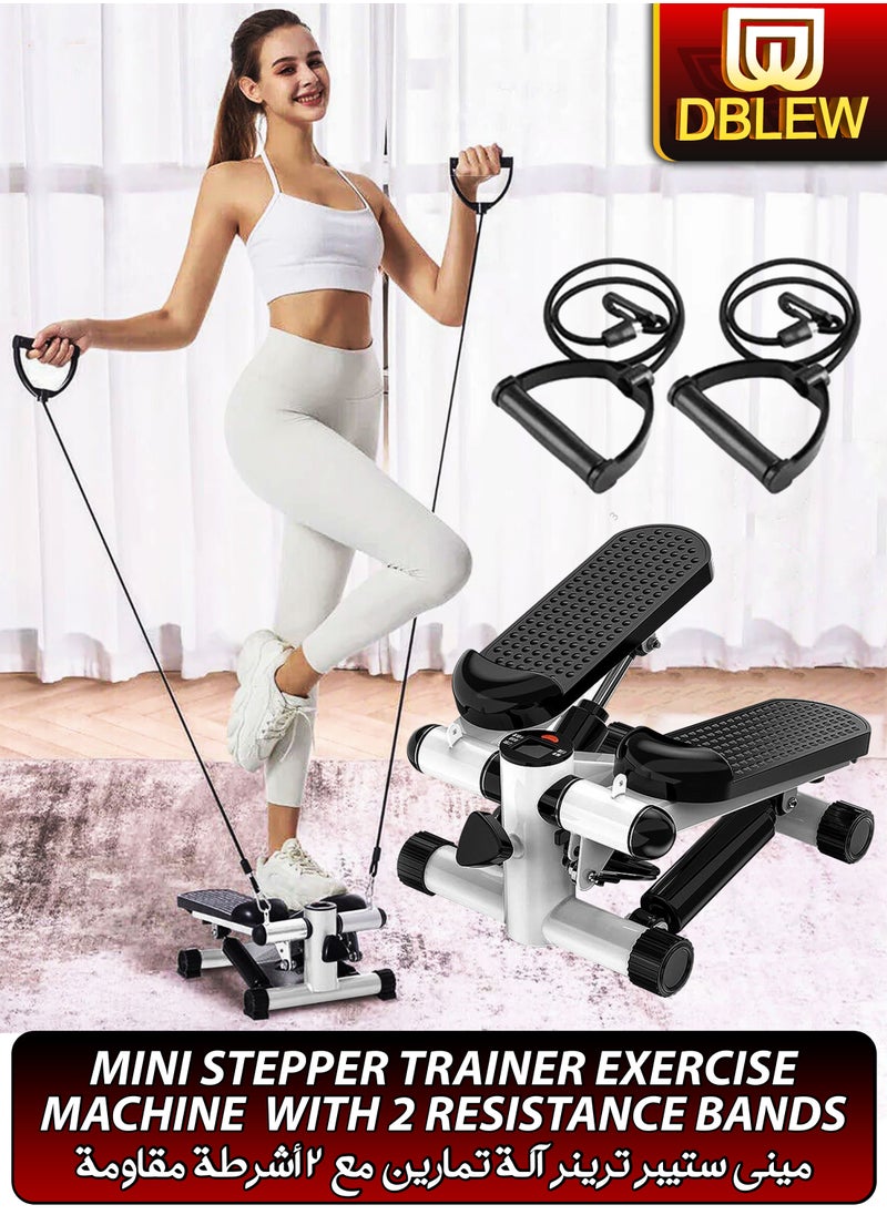 DBLEW - Mini Stepper Exercise Machine Trainer Adjustable Step Height With Resistance Bands And LCD Monitor Air Climber Stepping Fitness Machine Home Gym Full Body Workout Equipment - Image 1