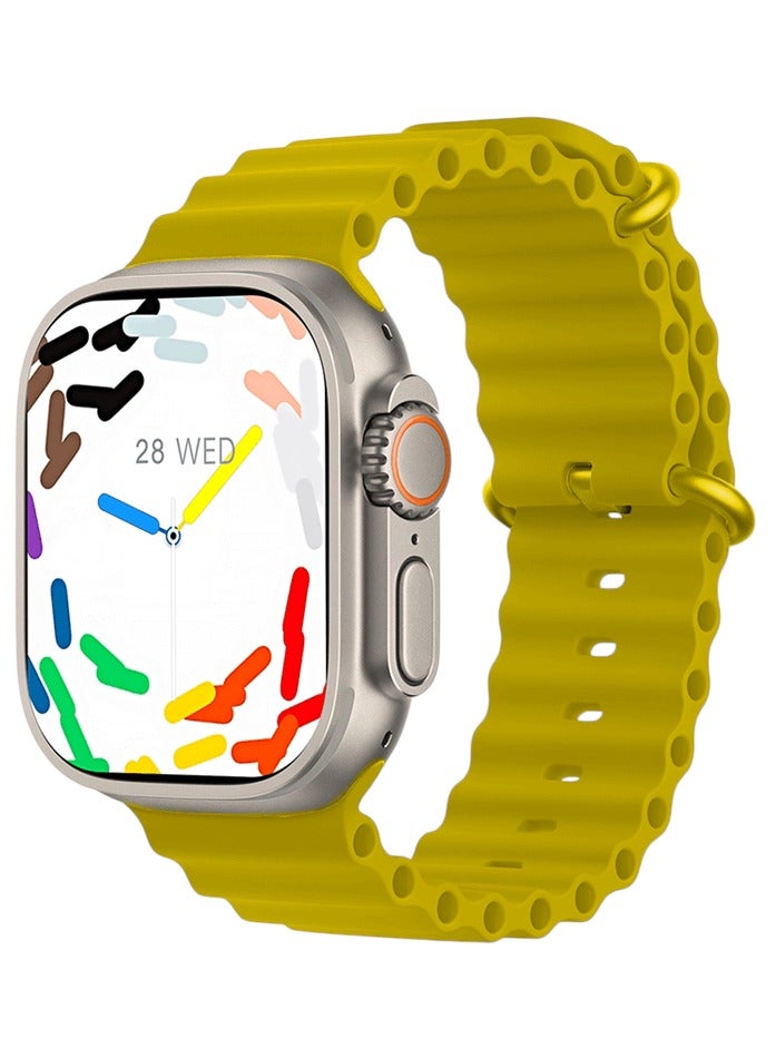 T8000 Smart Watch, BIG INFINITE DISPLAY, Wireless Charging - Yellow
