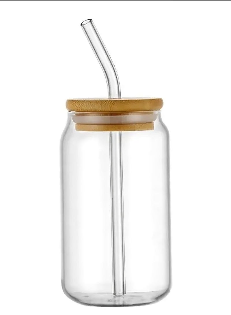 اوقورا عبوة من 4 كوب زجاجي بحجم 550 مل من زجاج البوروسيليكات مع قشاة زجاجية وغطاء خيزران - مقاوم للحرارة، يمكن استخدامه على النار وفي الميكروويف وغسالة الصحون - كوب شفاف للعصير وأكواب الحليب وقهوة الإفطار. - Image 5