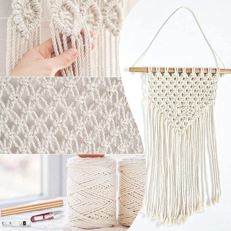 Hdviai Macrame Supplies 3mm x 109Yards Macrame Cord for Macrame Kits for Adults Beginners, Macrame Kit, with Accessories Like 110Pcs Beads and 40Pcs Wooden Rings for Macrame Plant Hanger Kit - Image 5