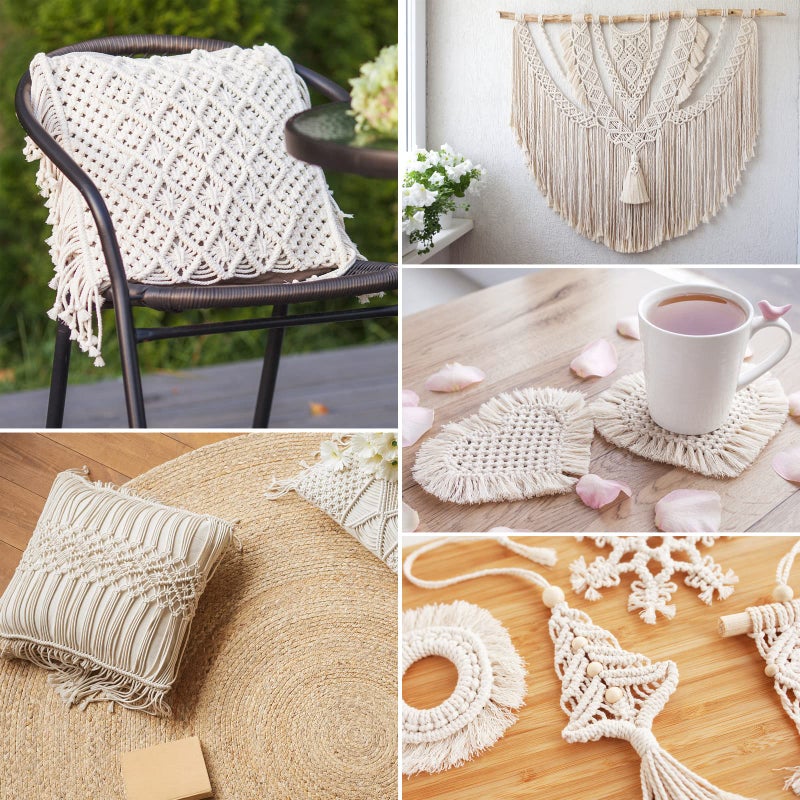 Hdviai Macrame Supplies 3mm x 109Yards Macrame Cord for Macrame Kits for Adults Beginners, Macrame Kit, with Accessories Like 110Pcs Beads and 40Pcs Wooden Rings for Macrame Plant Hanger Kit - Image 4