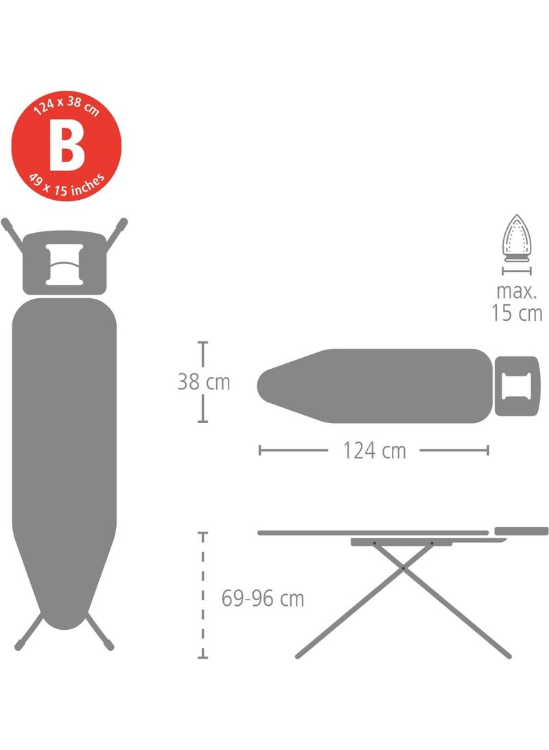 Brabantia Ironing Board Cover Size B, 124 × 38 cm, 2 mm Foam Layer, 100% Fairtrade Cotton, Durable Easy-Fit Top Cover, New Dawn - Image 2