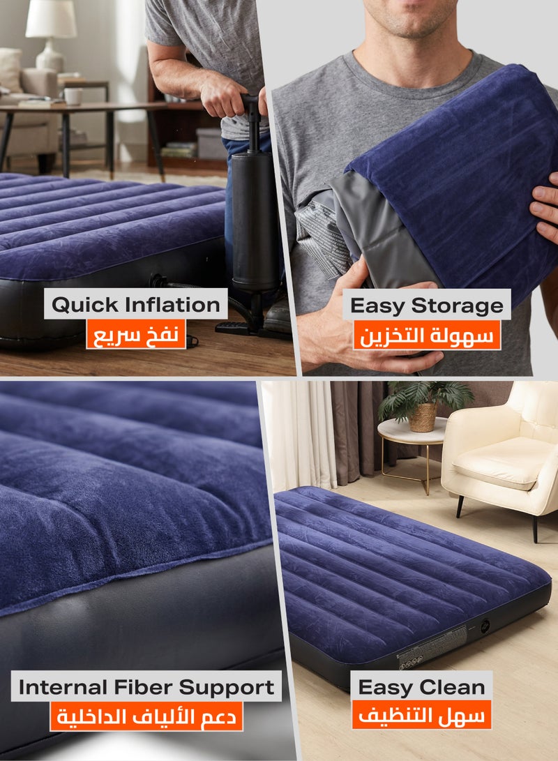 LAWAZIM Air Mattress - Full Inflatable Bed with Soft Flocked Top, Durable Vinyl, and 2-in-1 Valve for Quick Inflation - Ideal for Camping, Guests, Travel & Home Use - 190x137x25cm - Image 4