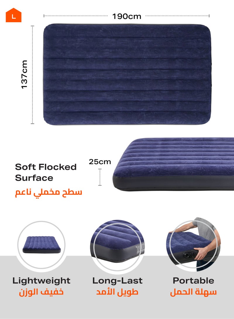 LAWAZIM Air Mattress - Full Inflatable Bed with Soft Flocked Top, Durable Vinyl, and 2-in-1 Valve for Quick Inflation - Ideal for Camping, Guests, Travel & Home Use - 190x137x25cm - Image 2
