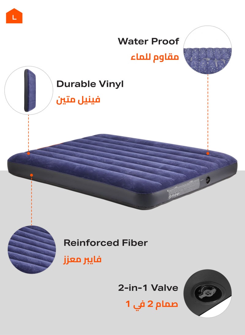 LAWAZIM Air Mattress - Full Inflatable Bed with Soft Flocked Top, Durable Vinyl, and 2-in-1 Valve for Quick Inflation - Ideal for Camping, Guests, Travel & Home Use - 190x137x25cm - Image 3