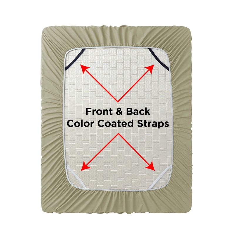 Empyrean Bedding Empyrean Light Green Fitted Sheet Extra Deep Pocket, Hotel Luxury Cal King Fitted Sheet Only Easily Fits 18 to 24 Inch Mattress, Super Soft, Wrinkle-Free, and Breathable with Corner Straps - Image 5