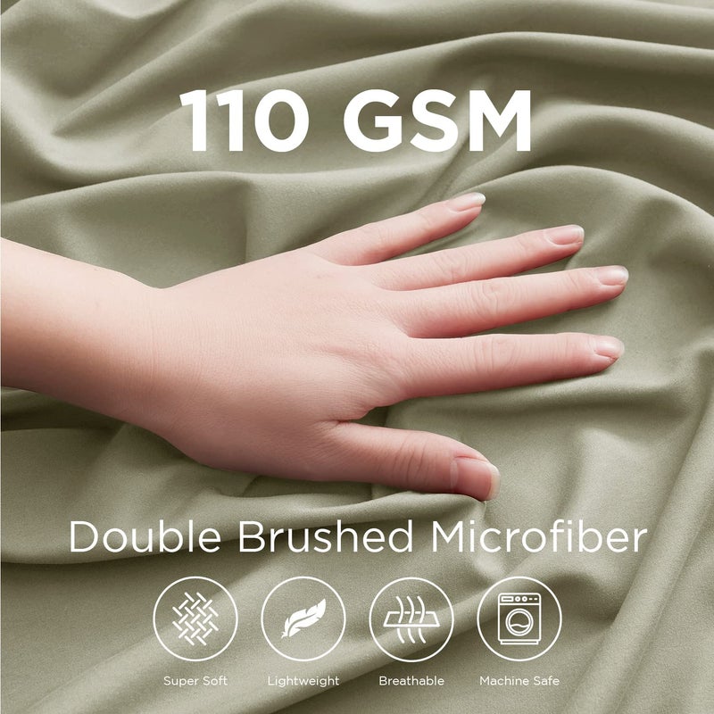 Empyrean Bedding Empyrean Light Green Fitted Sheet Extra Deep Pocket, Hotel Luxury Cal King Fitted Sheet Only Easily Fits 18 to 24 Inch Mattress, Super Soft, Wrinkle-Free, and Breathable with Corner Straps - Image 2