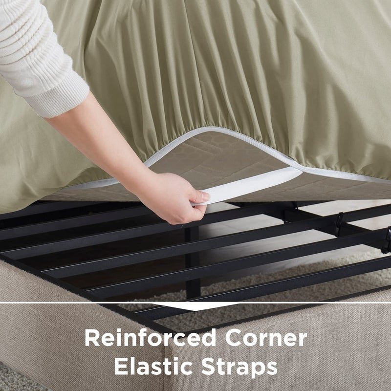 Empyrean Bedding Empyrean Light Green Fitted Sheet Extra Deep Pocket, Hotel Luxury Cal King Fitted Sheet Only Easily Fits 18 to 24 Inch Mattress, Super Soft, Wrinkle-Free, and Breathable with Corner Straps - Image 4