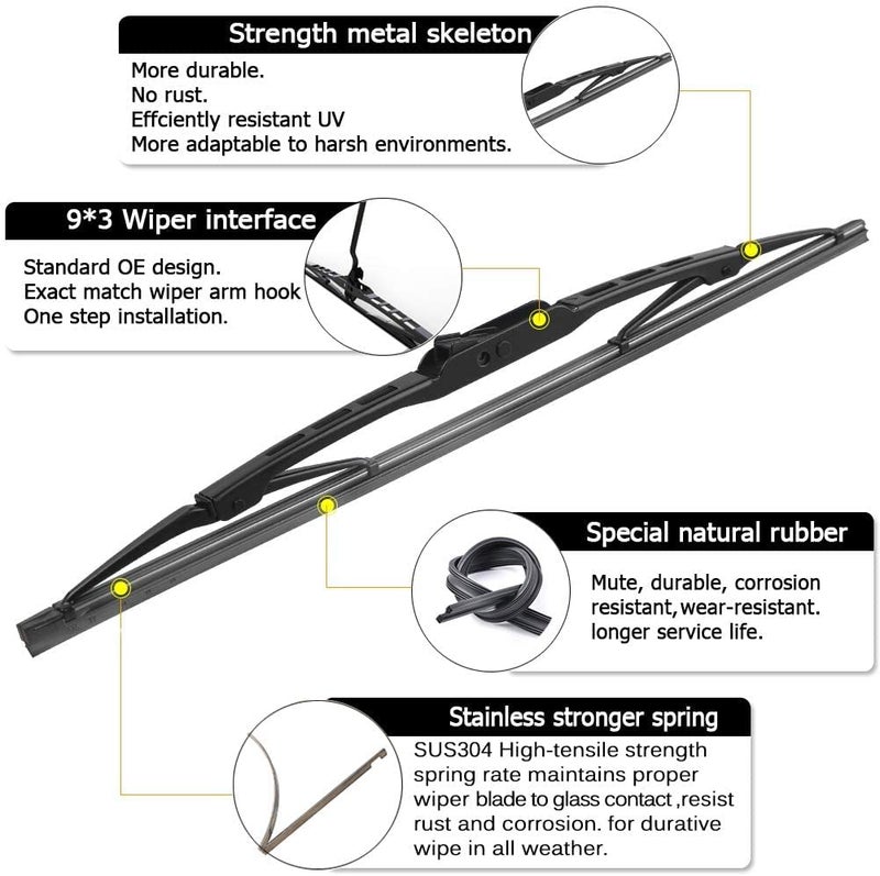 AUTOBOO 15 +15+13 Windshield Wiper Blades Replacement for Jeep Wrangler 2007-2017 -Original Factory Quality (Pack of 3) - Image 4