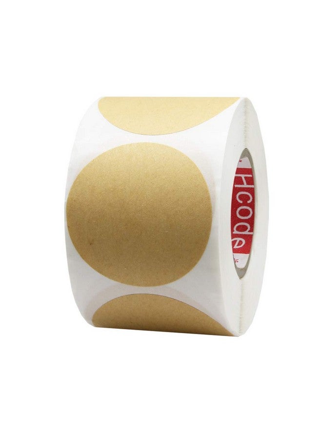 Hcode 2'' Natural Circle Price Stickers Kraft Paper Dots Labels Target Pasters Adhesive Writable Labels 500 Pieces Per Roll (2 Inches) - Image 1