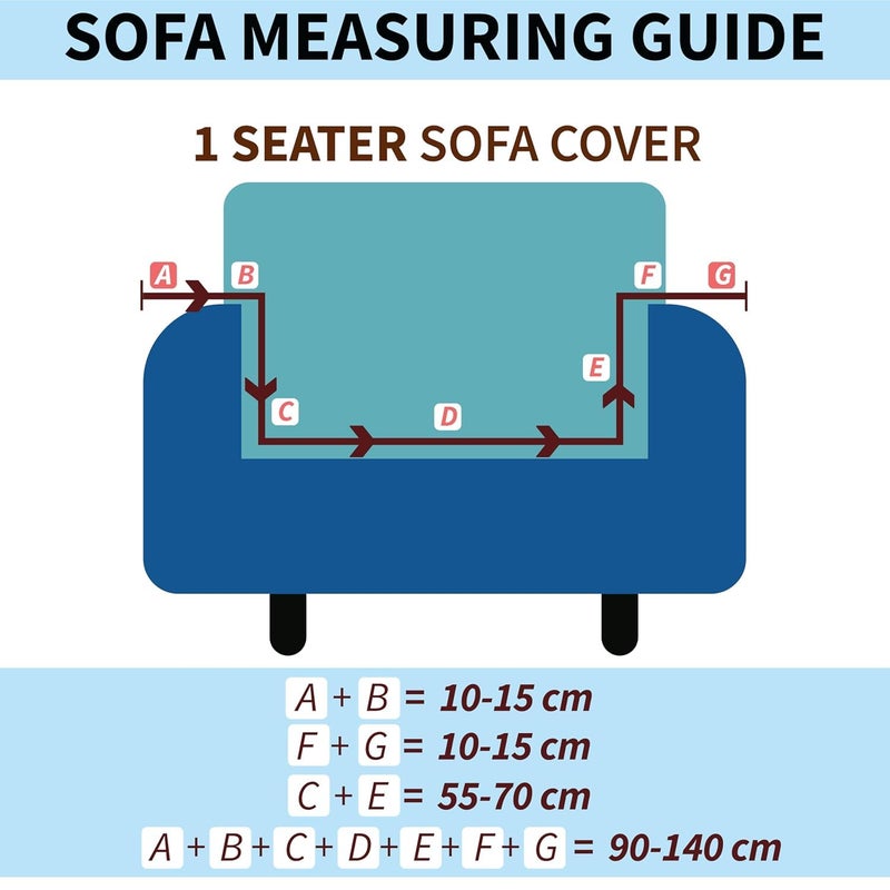 Furshine® Universal One Seater Sofa Cover Big Elasticity, Protective, Flexible Stretch, Spandex & Polyester Sofa Slipcover for Couch Protector Stretchable (One Seater, 90-145cm, Blue Rhombus) - Image 5