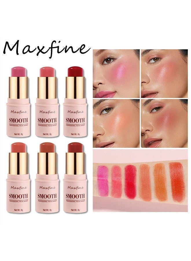 ماكس فاين Smooth Professional Facial Makeup,Cheeks & Lips and Eyes, 3 in 1 Creamy Blush,Moisturizing and Delicate Long Lasting Makeup Retention(#06) - Image 3
