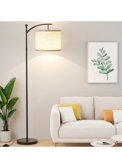 NNEWVANTE Floor Lamp with Remote Control and Stepless Dimmable Bulb, Colors Temperature & Brightness Adjustable, Modern Floor Lamps for Living Room（Beige Shade & Black Pole）  - Image 1
