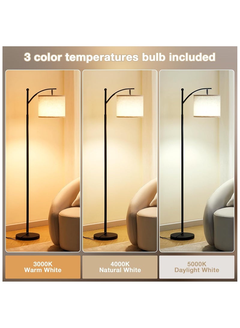 NNEWVANTE مصباح أرضي مع جهاز تحكم عن بُعد ومصباح قابل للتعتيم بدون خطوات، درجة حرارة الألوان والسطوع قابلة للتعديل، مصابيح أرضية عصرية لغرفة المعيشة (ظل بيج وقاعدة سوداء) - Image 3