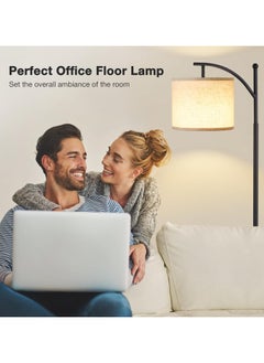 NNEWVANTE Floor Lamp with Remote Control and Stepless Dimmable Bulb, Colors Temperature & Brightness Adjustable, Modern Floor Lamps for Living Room（Beige Shade & Black Pole）  - Image 5