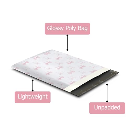 Pro Supply Global 10x13 (100) Pink Bows Valentine's Day Designer Poly Mailers Waterproof Self Sealing Tear Resistant Polymailers Shipping Envelopes Premium Printed Bags For Small Businesses - Image 3