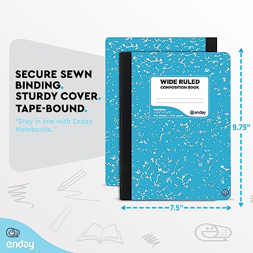 Enday Composition Notebooks Wide Ruled Paper, Colored Marble Composition Notebook Covers, 100 Sheets (200 pages) Composition Books, Marble Notebooks Wide Ruled For School, Blue And Purple, 2 Pack - Image 5