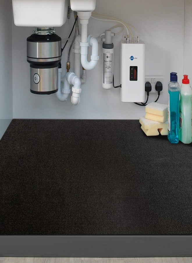 ITSOFT Under The Sink Mat, Kitchen Tray Drip, Cabinet Liner, Waterproof Layer, Reusable, Washable 36 x 30 Inches Black - Image 1