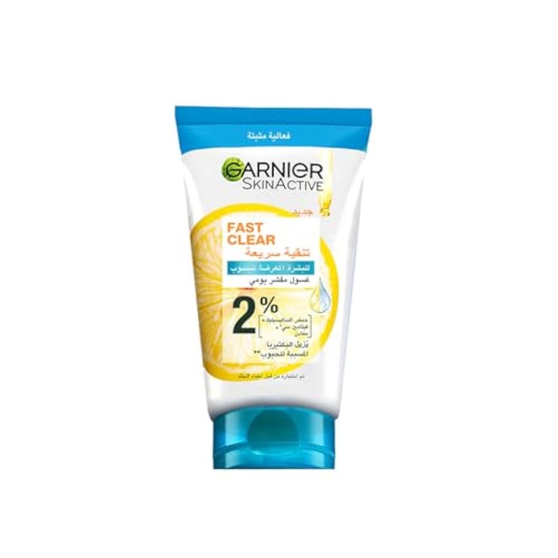Garnier Skinactive Fast Clear 3-in-1 Face Wash, For Acne Prone Skin, with Salicylic Acid and Vitamin C, 50ml - Image 1