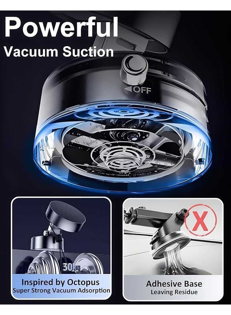 Lesha Vacuum Suction Magnetic Phone Holder, 2025 Upgraded Foldable and Retractable Magnetic Mount, A Movable Vacuum Suction Cup Car Phone Stand for Cars/Gyms/Mirrors/Smooth Surface (Black)  - Image 5