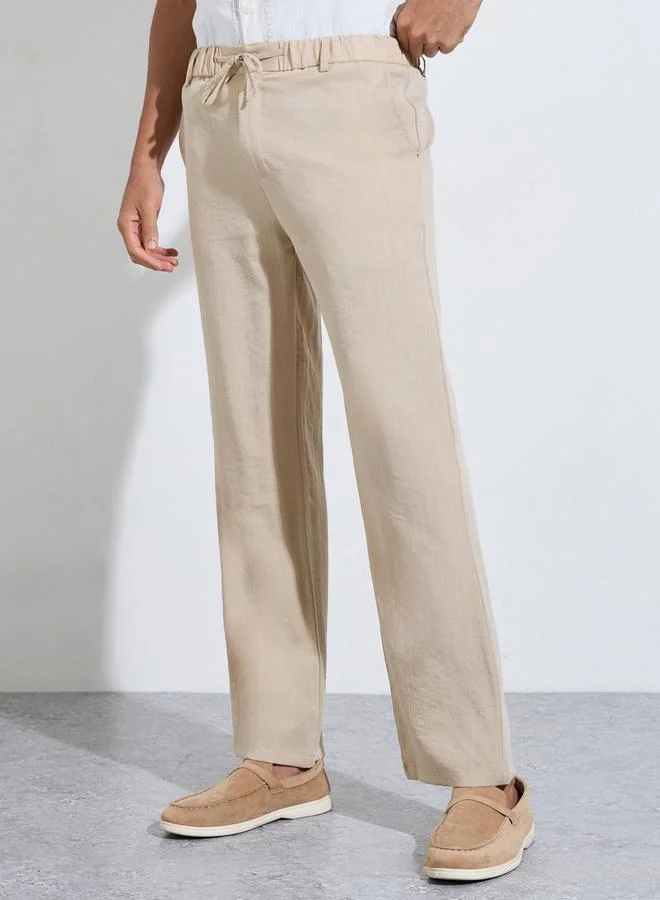 Take Two Men Plain Cotton Pants with Elastic Drawstring Waist