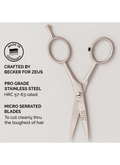Zeus Stainless Steel Beard Trimming Scissors With Leather Case, Facial Hair Clipping Tool For Barber Quality Beard & Mustache Trim (Made In Germany)  - Image 4