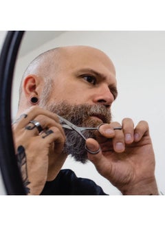 Zeus Stainless Steel Beard Trimming Scissors With Leather Case, Facial Hair Clipping Tool For Barber Quality Beard & Mustache Trim (Made In Germany)  - Image 3