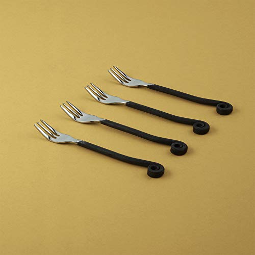 Gourmet Settings - 4-Piece Cocktail Forks Set - Treble Clef Collection - Polished/Matte Stainless Steel Silverware - Appetizer/Dessert/Seafood/Fruit Fork - 5.5 Inches - Dishwasher Safe (34-911) - Image 3