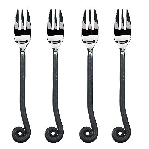 Gourmet Settings - 4-Piece Cocktail Forks Set - Treble Clef Collection - Polished/Matte Stainless Steel Silverware - Appetizer/Dessert/Seafood/Fruit Fork - 5.5 Inches - Dishwasher Safe (34-911) - Image 1