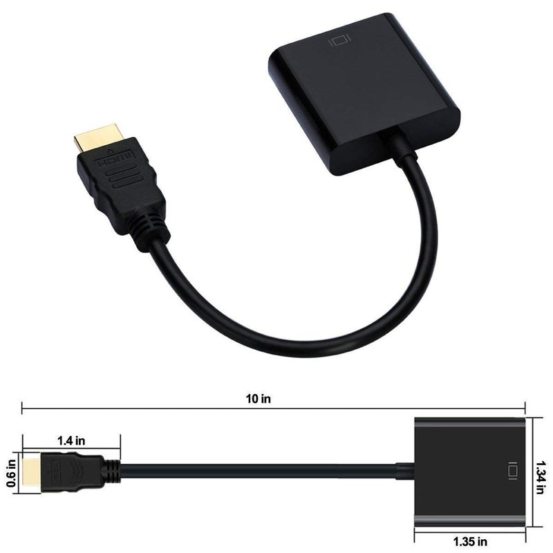 GR Deals GR Deals Gold Plated HDMI to VGA Adapter (Male to Female), HDMI to VGA with 3.5 mm Audio Cable, for Computer, Desktop, Laptop, PC, Monitor, Projector, Full HDTV. Black - Image 4